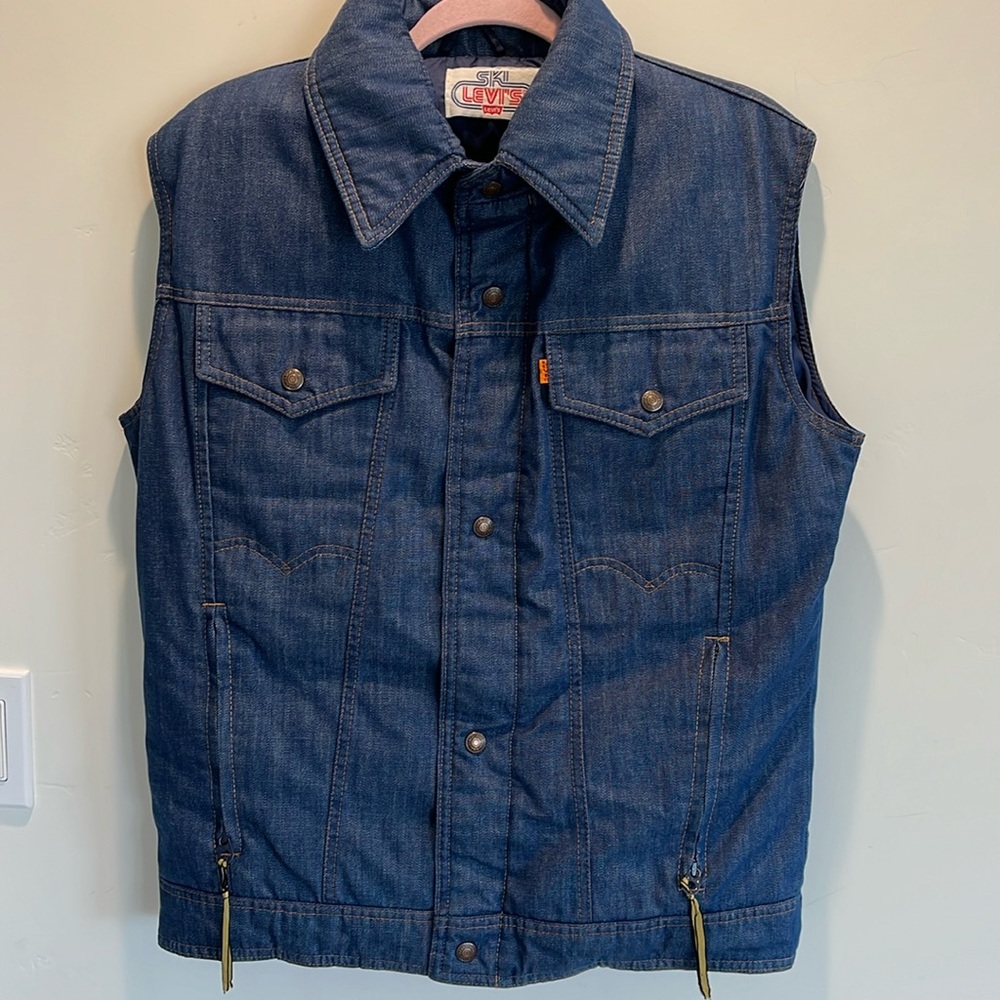 VINTAGE DEADSTOCK ORANGE TAB LEVI’S DENIM SKI VEST LARGE